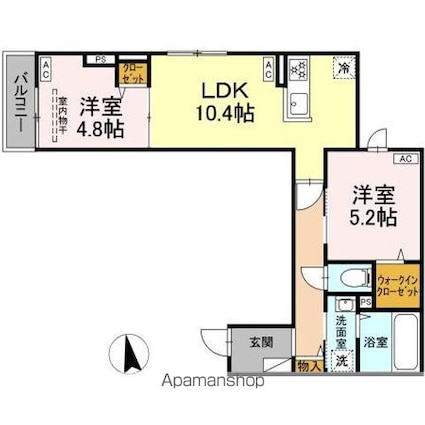 セレスティア東向島[2LDK/51.05m2]の間取図