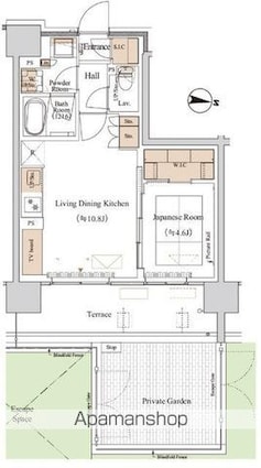 ブランシエスタ木場[1LDK/39.93m2]の間取図