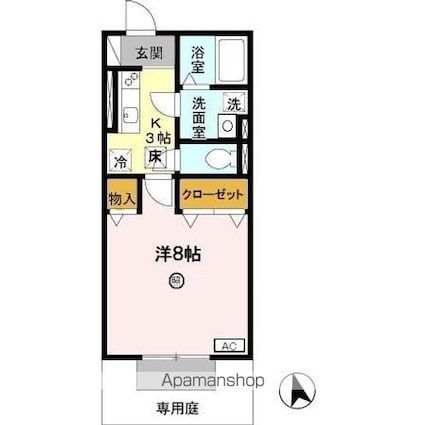 セジュール峰[1K/30.03m2]の間取図