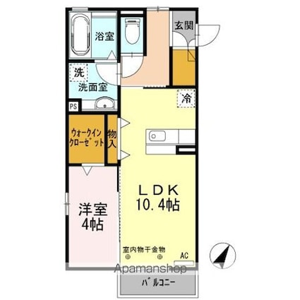 セジュール・アルス[1LDK/42m2]の間取図