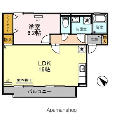 夢咲きの里　Ｃ[1LDK/51.34m2]の間取図