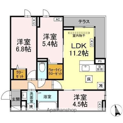東京都練馬区下石神井３丁目[3LDK/62.04m2]の間取図