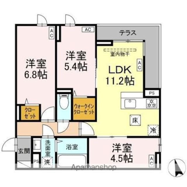 東京都練馬区下石神井３丁目[3LDK/62.04m2]の間取図