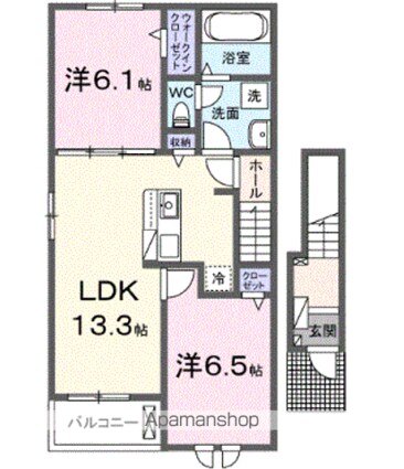ルミナーレ荒川沖　Ⅰ[2LDK/59.55m2]の間取図