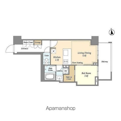 オアーゼ新宿市谷薬王寺[1LDK/37m2]の間取図