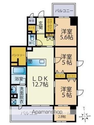 グランタイム都町の間取り写真