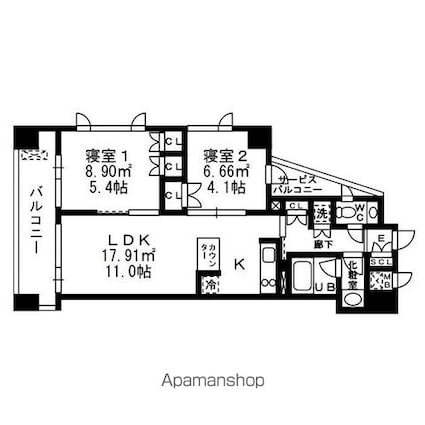 チェスターコート御茶ノ水[2LDK/52.15m2]の間取図
