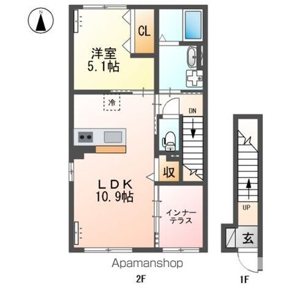 レオン[1SLDK/48.44m2]の間取図