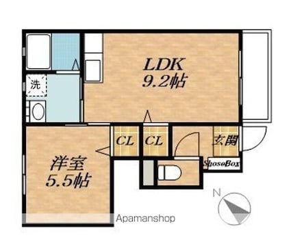 滋賀県東近江市市子殿町[1LDK/36.7m2]の間取図