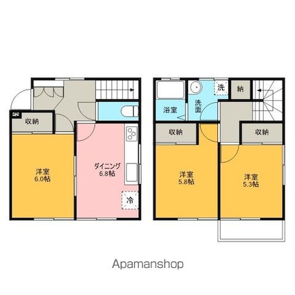 ルーミー甲府８８号館[3DK/63.34m2]の間取図