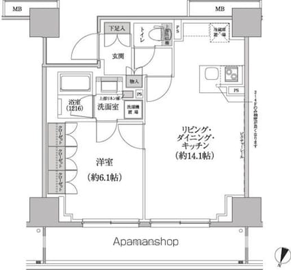 東京都渋谷区本町４丁目[1LDK/46.91m2]の間取図