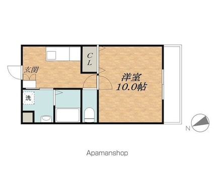 メゾンアムール[1K/32m2]の間取図