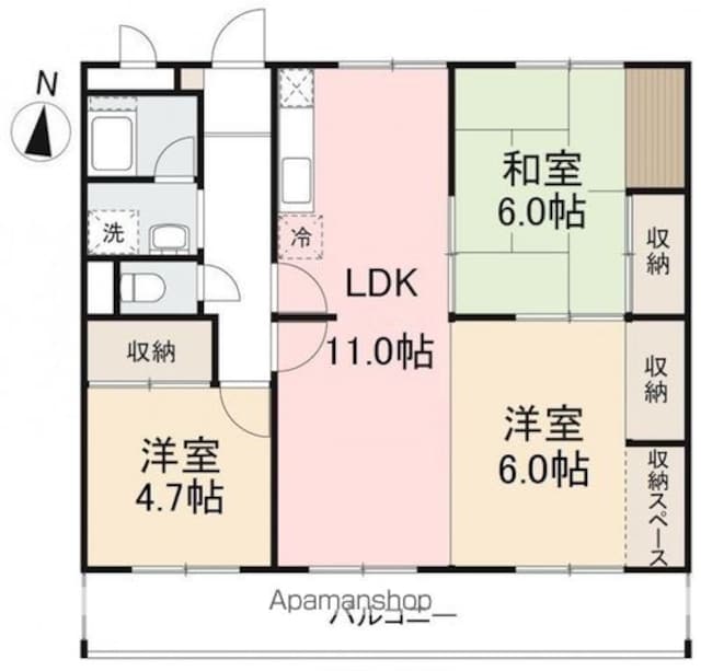 第２コーポ浅田[3LDK/70.4m2]の間取図