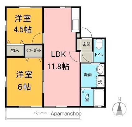 シティハイムナガタⅢ[2LDK/47.85m2]の間取図