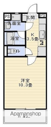 ウィステリア[1K/30.35m2]の間取図