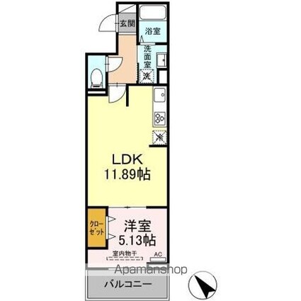 セレスティア西台Ｂ[1LDK/40.46m2]の間取図