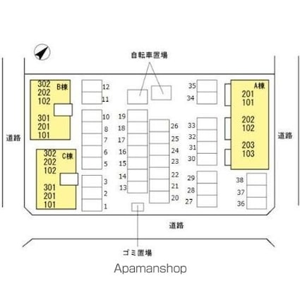 グレイス　スクエア新涯　５　Ｂ棟[2LDK/56.3m2]の配置図