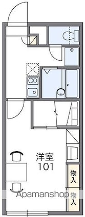レオパレスエミール美原台Ｂ館[1K/23.18m2]の間取図