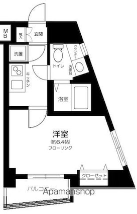 ＣＹＮＴＨＩＡ　ＦＯＵＲーＤ　ＳＡＮＧＥＮＪＡＹＡ[1K/23.17m2]の間取図
