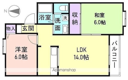 グリーンリーフ[2LDK/48.6m2]の間取図