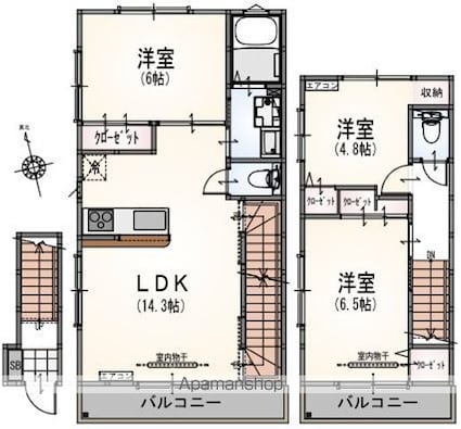 Ｌａ　Ｒ＆２３３ｓｉｄｅｎｃｅ　Ｃｈｉｃ[3LDK/76.7m2]の間取図