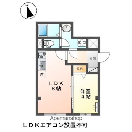 アンジュ　　オー（Ａｎｇｅ　ｅａｕ）[1LDK/31.52m2]の間取図