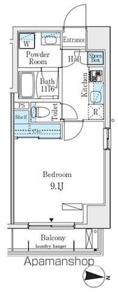 プライマル江東住吉[1K/30.1m2]の間取図