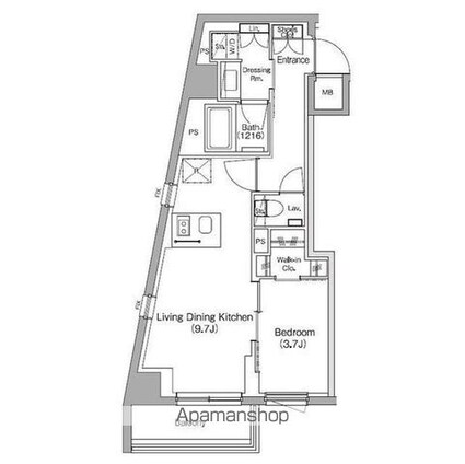 ザ・パークハビオ中野新橋[1LDK/37.18m2]の間取図