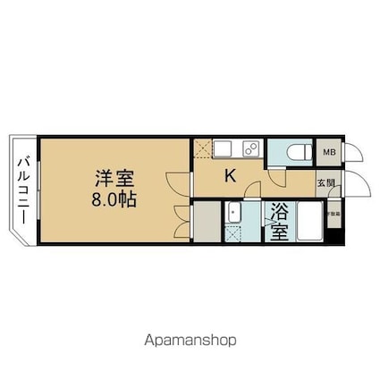 ウイング９９[1K/26.4m2]の間取図