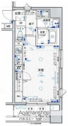 パークウェル秋葉原[1R/31.01m2]の間取図