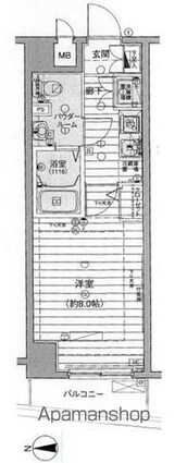 メインステージ田端参番館[1K/25.8m2]の間取図