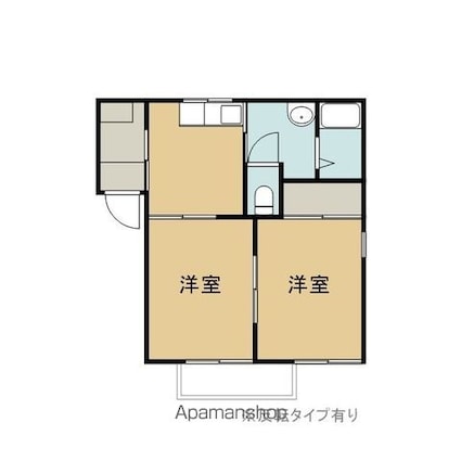 エルミタージュＡ[2DK/38.9m2]の間取図