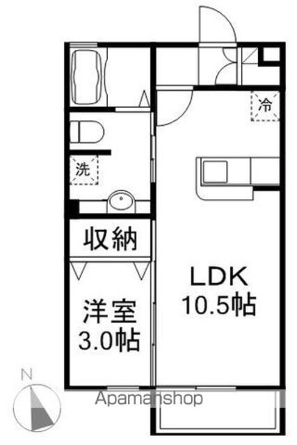 Ｒｅｃｅｎｔｅ　ひがの[1LDK/33.39m2]の間取図