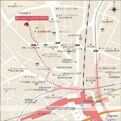 メゾンビスタ渋谷宇田川[1K/21.82m2]の配置図