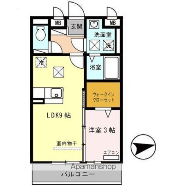 ソワサントゥ　ヴァレ[1LDK/33.39m2]の間取図