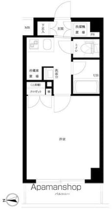 ルーブル高田馬場参番館[1K/25.5m2]の間取図