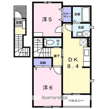 ココタイム　Ａ[2DK/50.86m2]の間取図