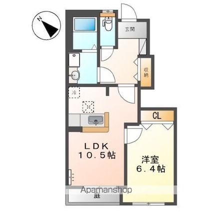 レジデンスＭＮ[1LDK/44.3m2]の間取図