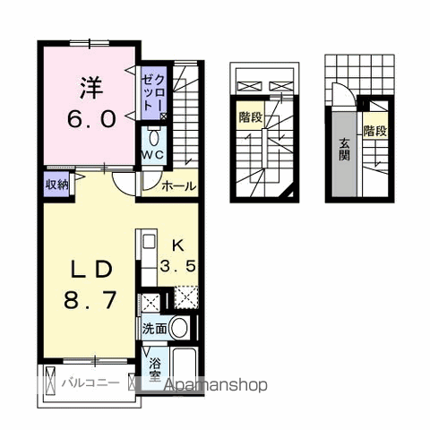 【東大和市上北台のアパートの間取り】