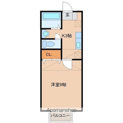 アヴァンセ六丁の目Ⅰ[1K/27.6m2]の間取図