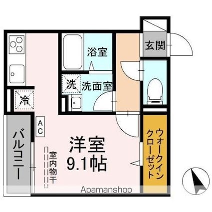 パル・リアン[1R/28m2]の間取図