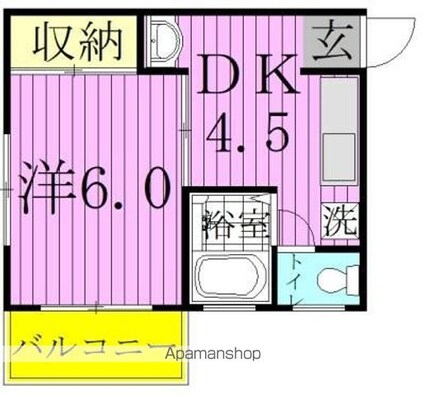 コーポメグミ[1DK/24.3m2]の間取図