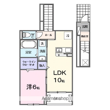 シエルクラスかわせみ[1LDK/44.23m2]の間取図