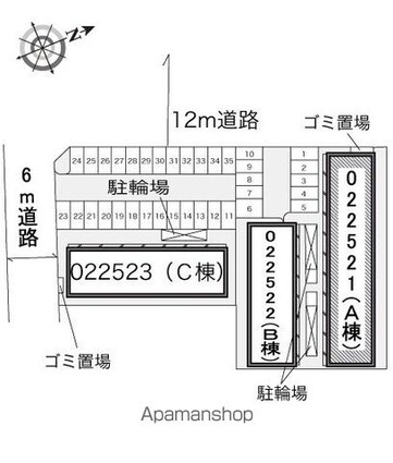 レオパレスドミール細江Ｎ壱番館[1K/23.71m2]の配置図