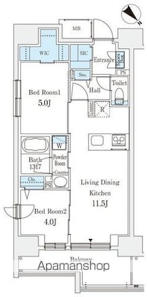リテラス西日暮里[2LDK/50.91m2]の間取図
