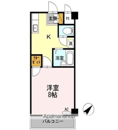 エクセル春日[1K/26.55m2]の間取図