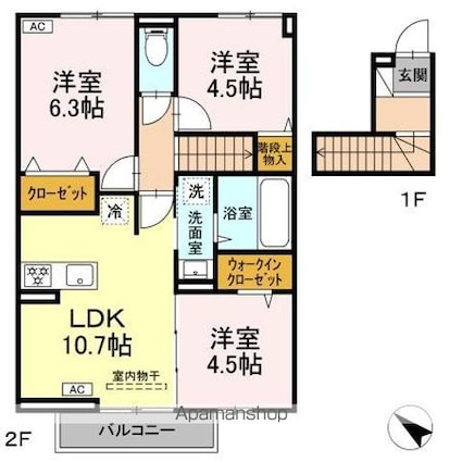 東京都練馬区中村南１丁目[3LDK/63.35m2]の間取図