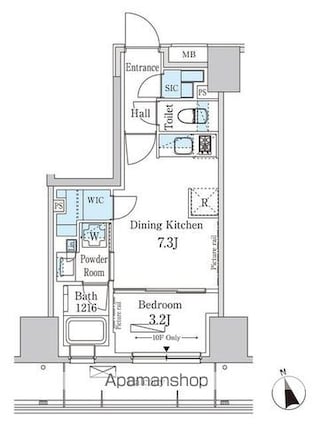 パークアクシス南青山七丁目[1DK/30.15m2]の間取図