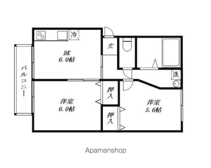 サンシャインパインウェル[2DK/41.39m2]の間取図