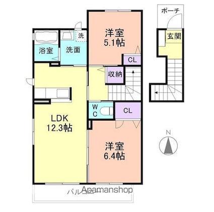 和歌山県和歌山市紀三井寺[2LDK/60.44m2]の間取図